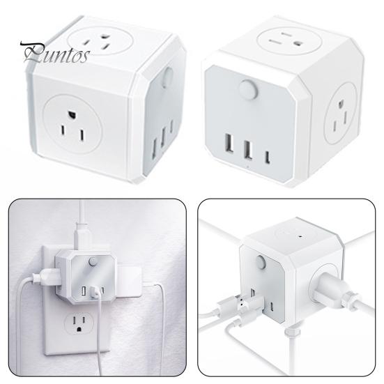 

Адаптер розетки з 3 портами USB Вихідна потужність 4000 Вт Захист від перенапруги Вогнестійкий компактний дизайн Розетка 7-в-1 US Plug