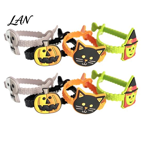Cute Cartoon Wristbands 8 Pcs Halloween Bracelets, Adjustable Soft PVC Wrist Straps for Kids Adults, Flexible Pumpkin Witch Trick or Treat Toy