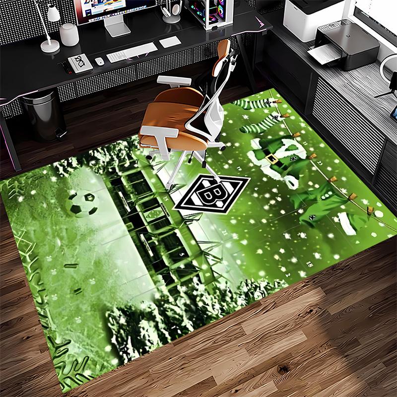1pc Borussia Monchengladbach Logo Print Area Rug - Soft,Washable Non-Slip Indoor Mat for Office Chairs,Living Room,Home Office Decorative Rug