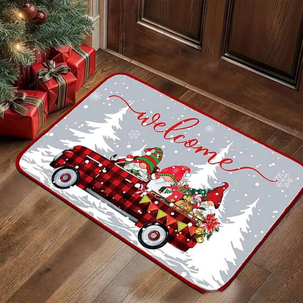 Christmas Holiday Welcome Rug Doormat Festive NonSlip Door Rug for Living Room Bedroom Kitchen Entrance Home Seasonal Decor
