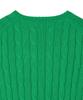 POLO RALPH LAUREN W Cable Knit Cotton V-Neck Sweater - Green