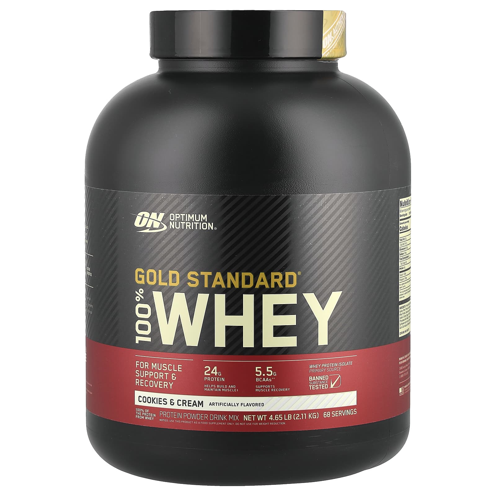 

Gold Standard, 100% Whey, Cookies & Cream, 2.1Kg (4.63Lbs)