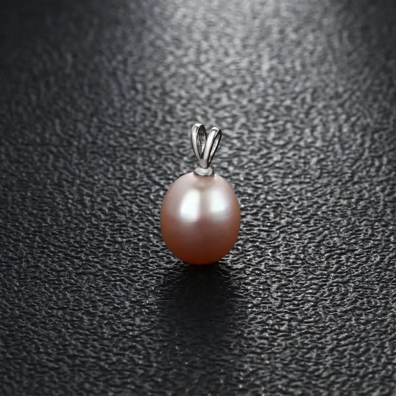 Freshwater Multiple Color 8-9mm White Black Pink Purple Pearl 925 Silver DIY Pendant Rabbit Buckle For Women Girls