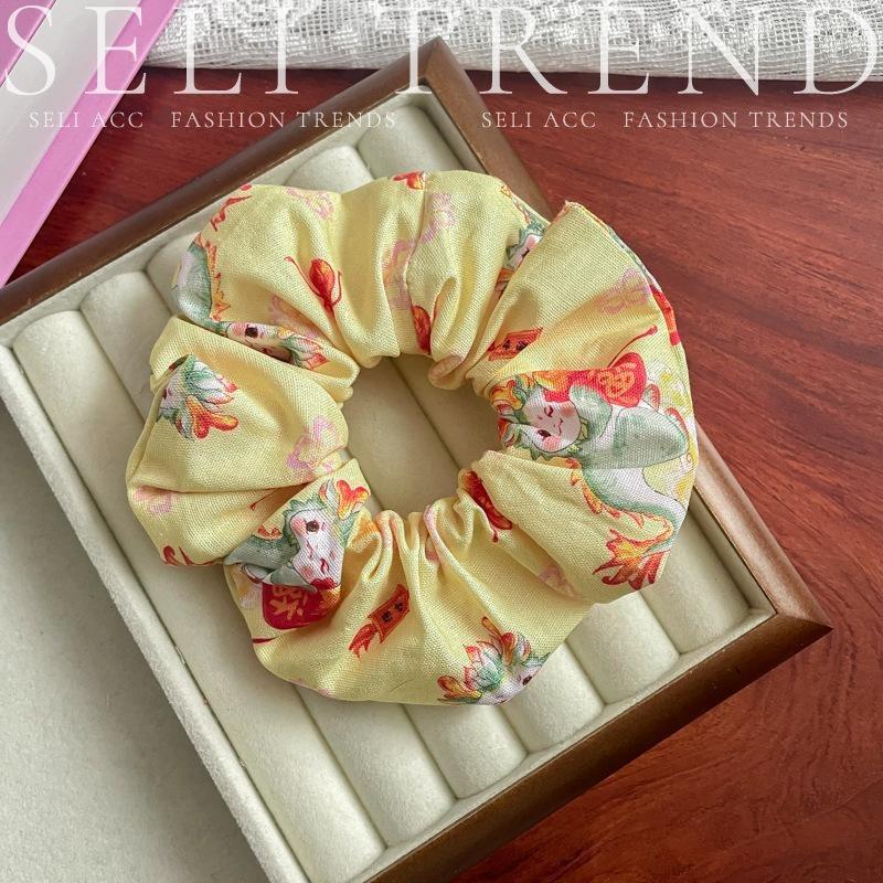 Scrunchie Multi Styles Floral Plaid Soft Fabric Minimalist Versatile Women Hair Tie Hair Accessories