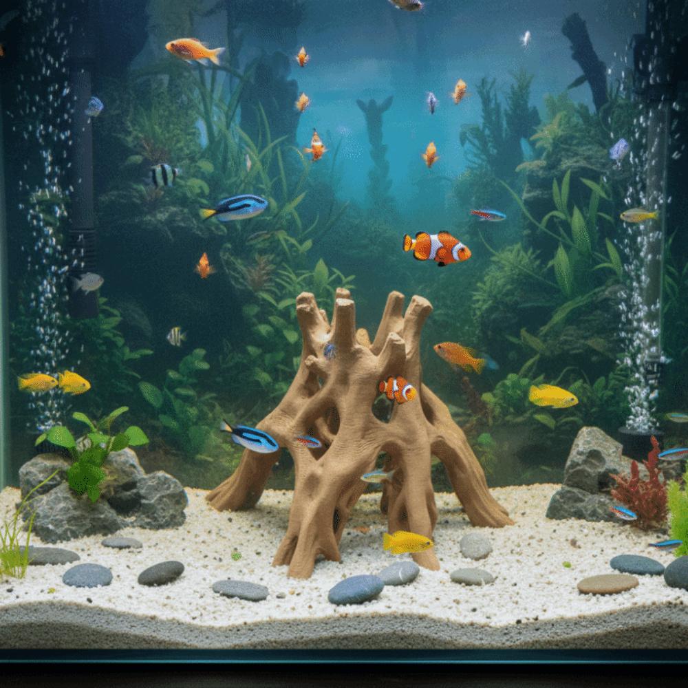 3D Printed Aquarium Fish Shelter Plastic Tree Root Caves Fish Resting Place  Terrarium Decor
