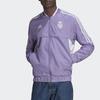 Adidas Real Madrid Club Football Sports Leisure Series Logo Embroidered Striped Zip Jacket Men jackets Purple HA2527