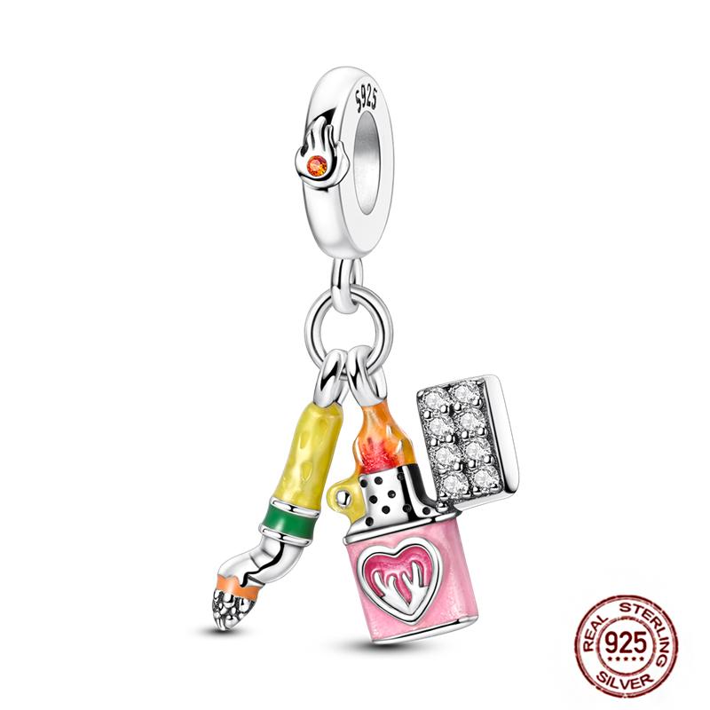 Pink Butterfly Charms Beadscopper Original Heart-Shaped Dog Paw Travel Charm Fit Bracelets Pendant For Women Jewelry Making