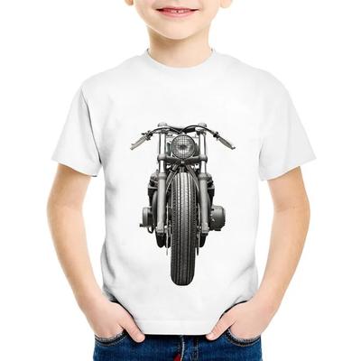 Chlapci a dívky Bavlněné tričko s kulatým výstřihem Retro Motocyklový potisk Léto Děti Pohodlné Univerzální Neformální oblečení