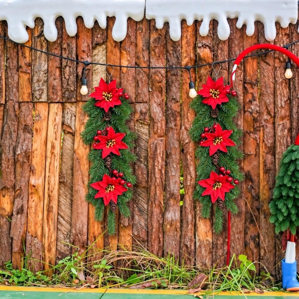 Artificial Red Berries Christmas Swag Garland Wall-Mounted Design Meticulously Craftedl Christmas Garland Faux Pine Branches