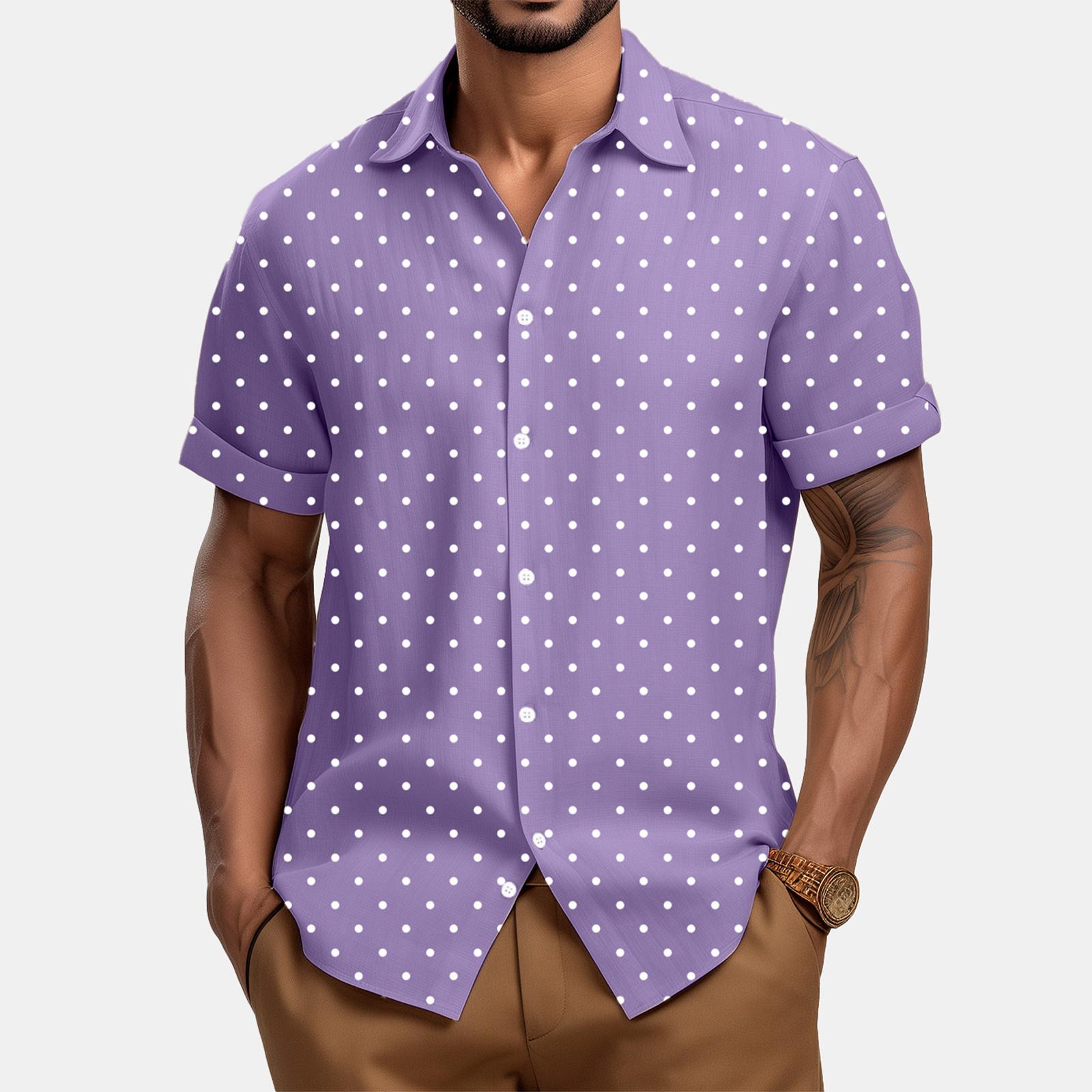 

Чоловіча гавайська сорочка, чоловіча вінтажна сорочка для боулінгу з коротким рукавом, літня пляжна сорочка M фіолетовий