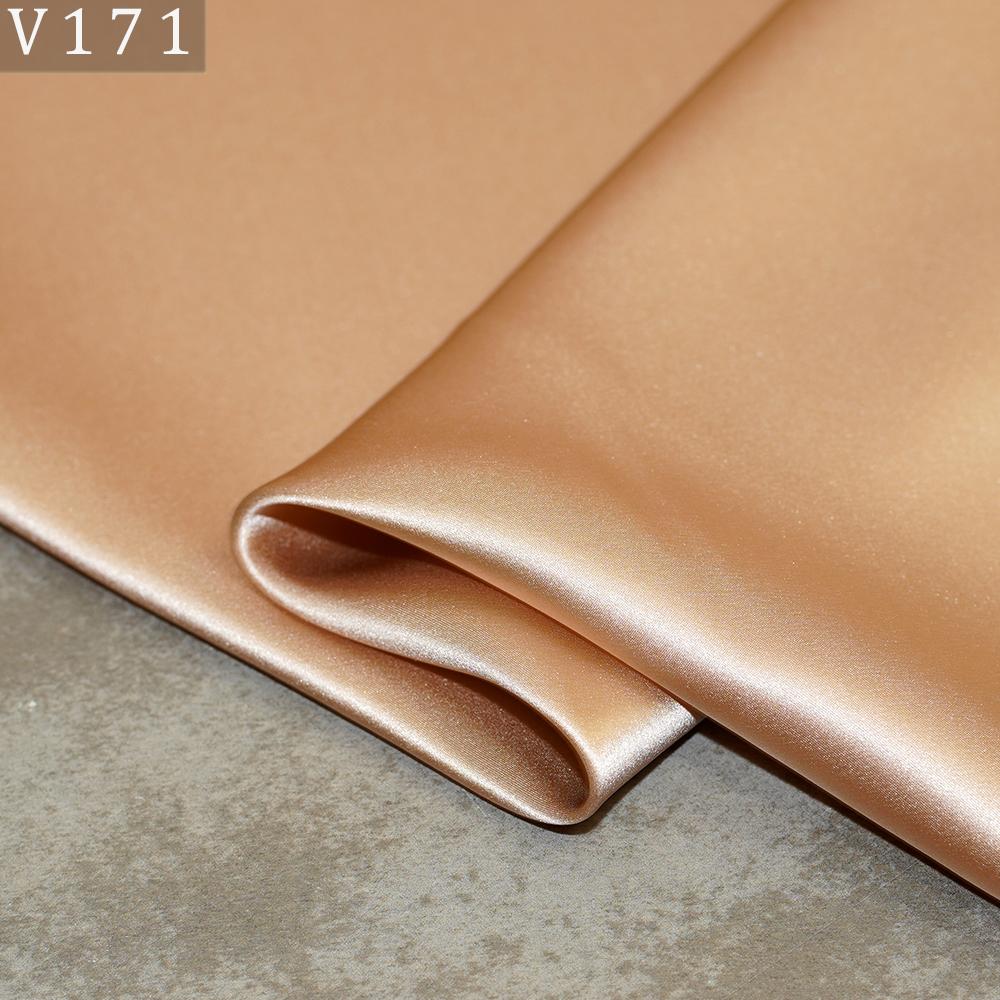 HYSK Natural Genuine Pure 100% Silk Crepe Satin Fabric Silk China Duchess Plain Brown by Meter for Dress Bedding Wedding
