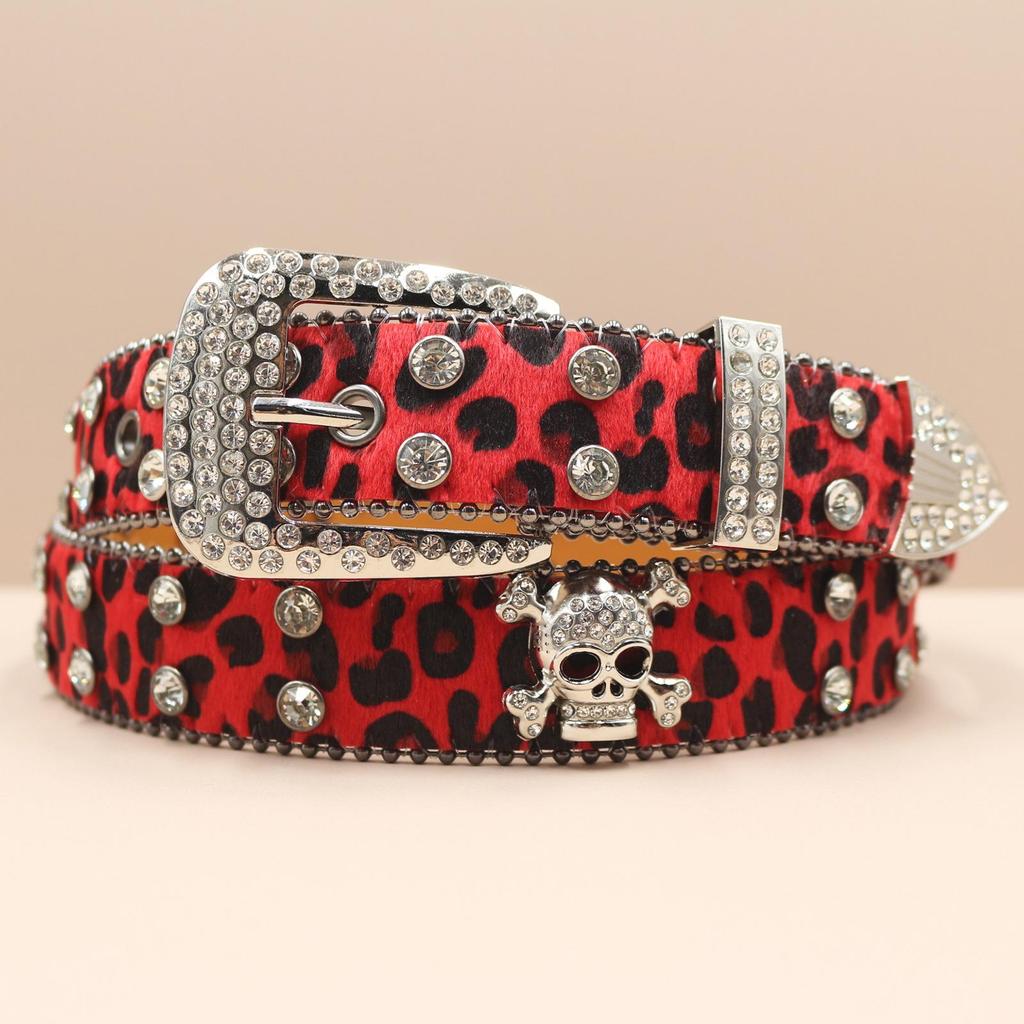 European-American Skull Rhinestone Punk Belt - Unisex Fashion Accessory