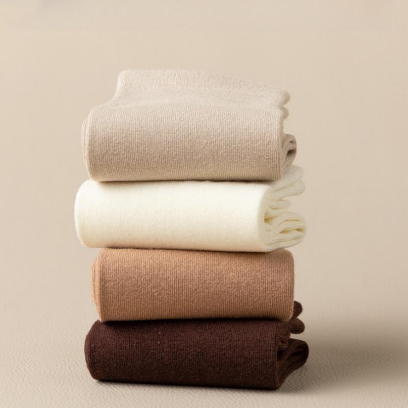 1/5 Pairs Cotton Socks Women Seamless Soft Crew Socks Medium Tube Long Loose Casual Solid Color Anti-Pilling Breathable