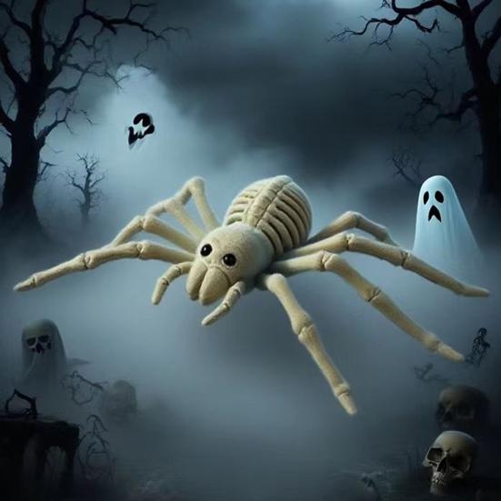 Halloween Glowing Light Realistic Skeleton Spider Shape Ornament with LED Light Portable Lightweight Halloween Decoration