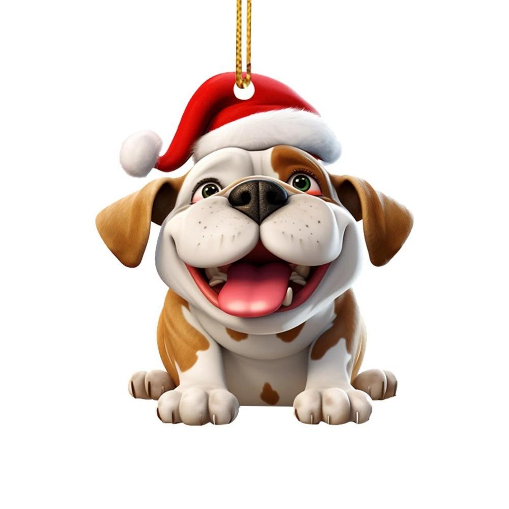 2D Dog Hanging Pendant Flat Christmas Puppy Ornament Funny Dog Car Ornament  Christmas