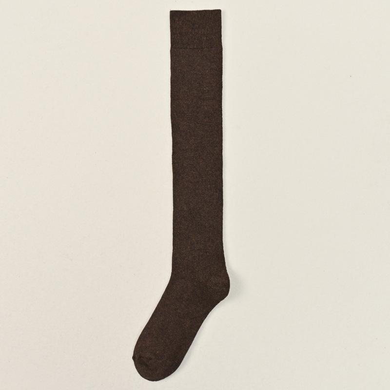 5 Pairs of Men's Winter Solid Color Business Thick Wool Ring Warm Knee Anti Pilling High Socks