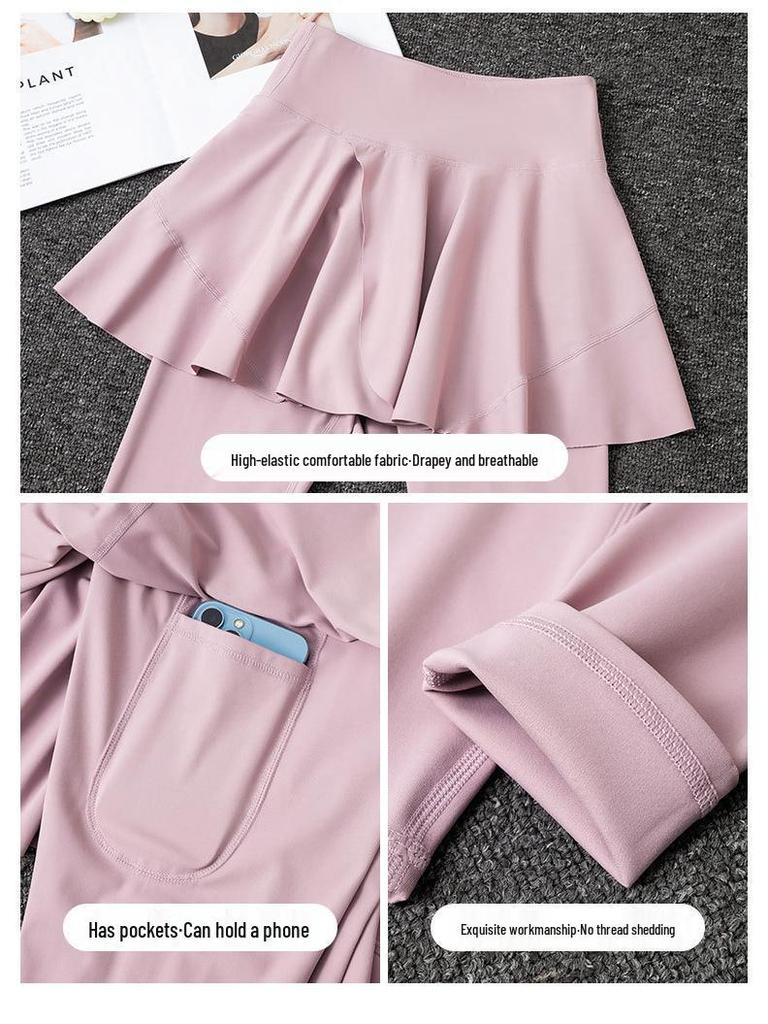 Women's Autumn Sportswear Set: Luminous Jacket, Skirt, Pants for Badminton, Tennis, Running, Yoga, Pilates, and Fitness.