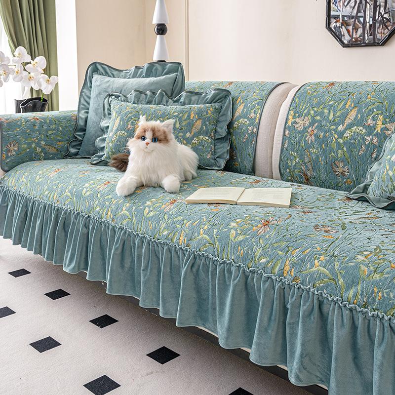 

2025 новый шениловый диванный подушка для сиденья новый китайский универсальный нескользящий кожаный чехол для дивана для гостиной тканевое полотенце подушка для сиденья 70*70cm