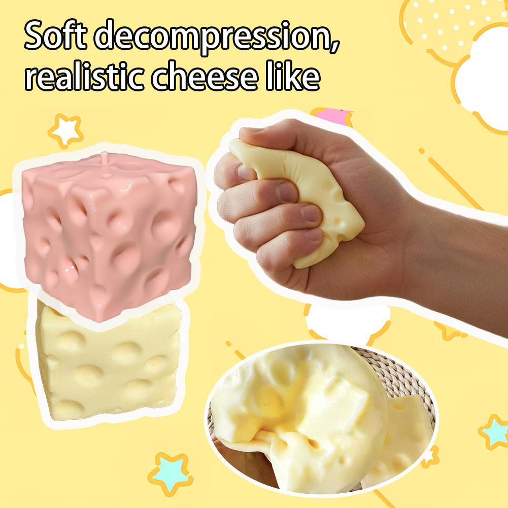 Käsewürfel Stressball Käse-Simulation Langsamer Rückprall Kneten Büro-Dekompression Langsamer Rückprall Käse ASMR Sensorisch Anti-Stress