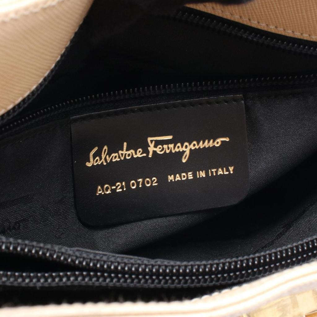 Used Salvatore Ferragamo Gancini Shoulder Bag leather Beige Used Women