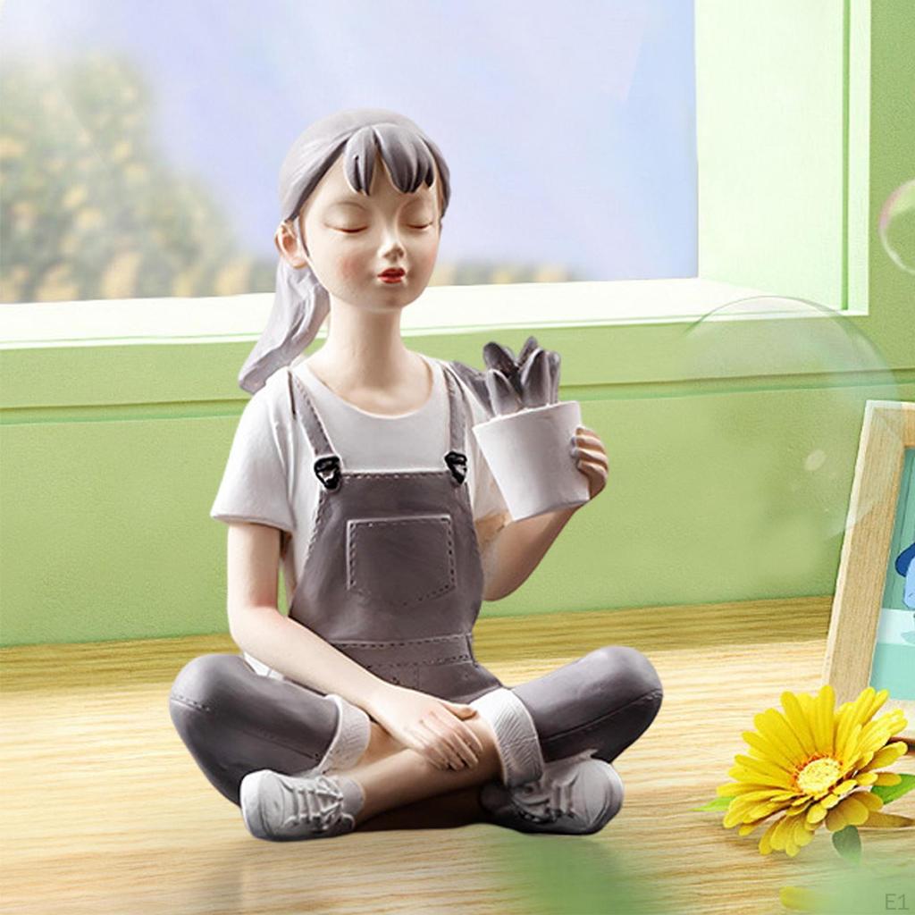 Dekoracyjna Statuetka Dziewczyny, Ornament Dziewczęcy Rzeźba Żywica Nowoczesna, Kreatywne Rękodzieło na Stół