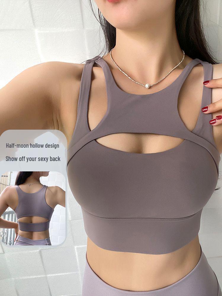 Women's Sexy Hollow-Out Sports Tank with Built-in Bra for Yoga & Running, Cross-Border Southeast Asia & Western Style