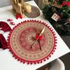 Round Christmas Jute Placemat Heat Insulation Retro Decorative Mat Tableware Mats  Party Decor