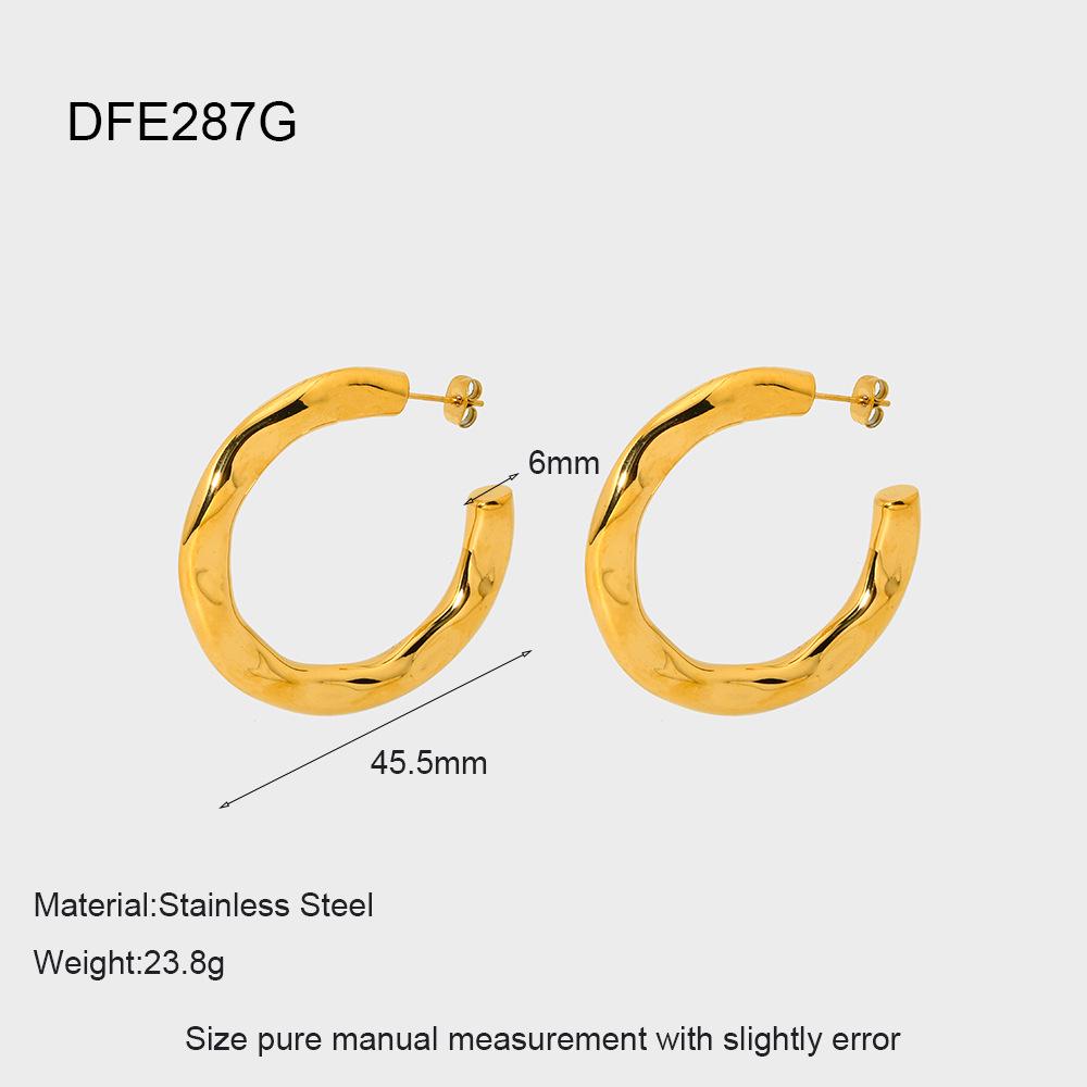 18K Gold Hammered Metal Stud Earrings - European & American INS Style for Women