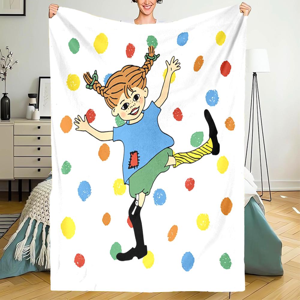 Decke mit Pippi Langstrumpf Motiv - Perfekt für Sofa, Bett, Reisen & Outdoor | Maschinenwaschbar, Gemütlich & Langlebig.