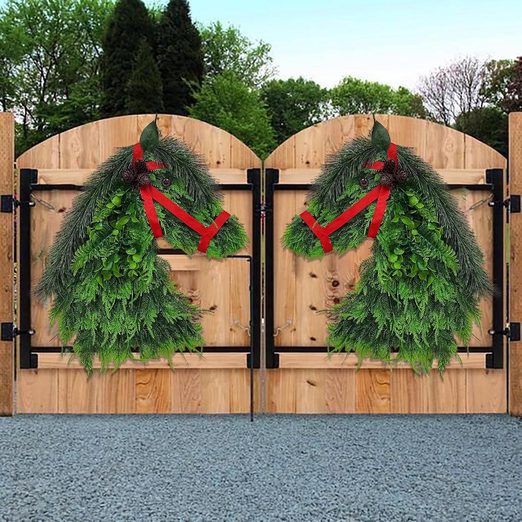 Weihnachts-Pferdekopf-Tierkranz Fenster Restaurant Heimdekoration Anhänger
