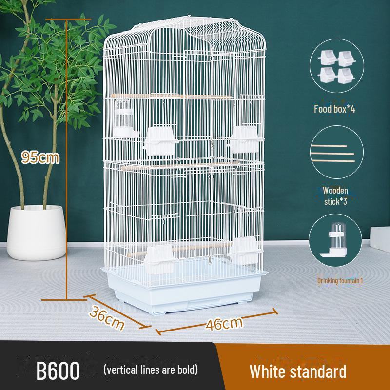 Grande Cage à Oiseaux pour Perroquets et Mynas - Design Phénix Noir