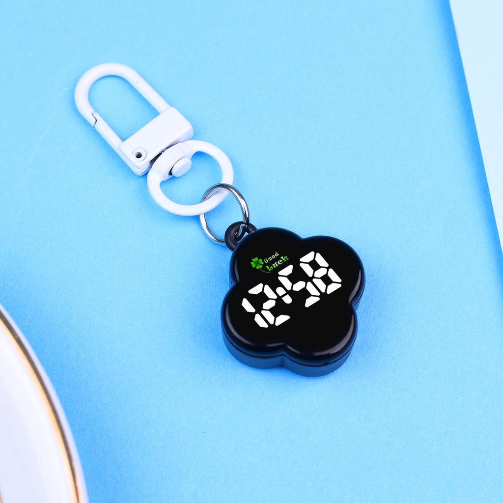 In-Stock Four-Leaf Clover Keychain Watch: Children's Backpack Pendant & Student Exam Time-Telling Electronic Watch