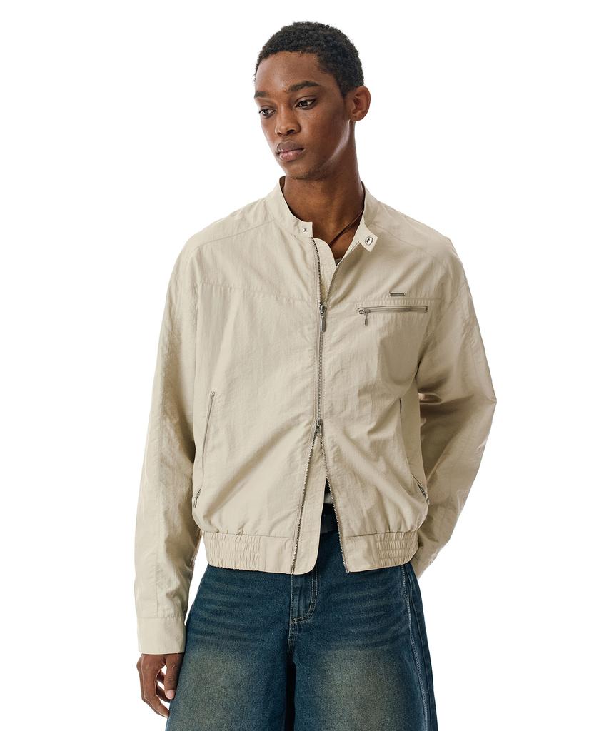 Secondmono Coated Nylon Zip Jacket [Beige]_Sejk034Beige