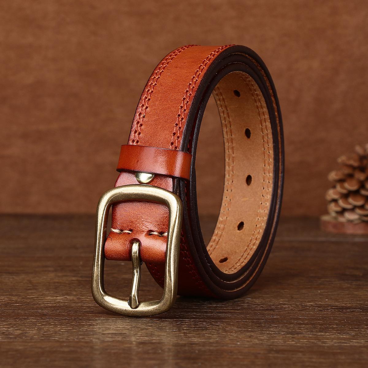 

Женский кожаный ремень из коровьей кожи с латунной пряжкой, модный женский ретро-ремень 125cm хаки