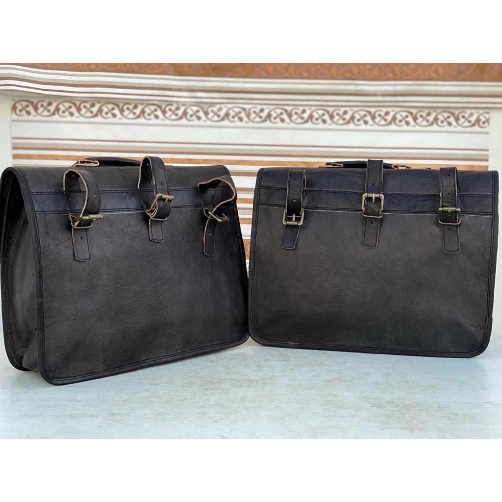 Motorcycle Leather Saddlebags Panniers Pouch Side