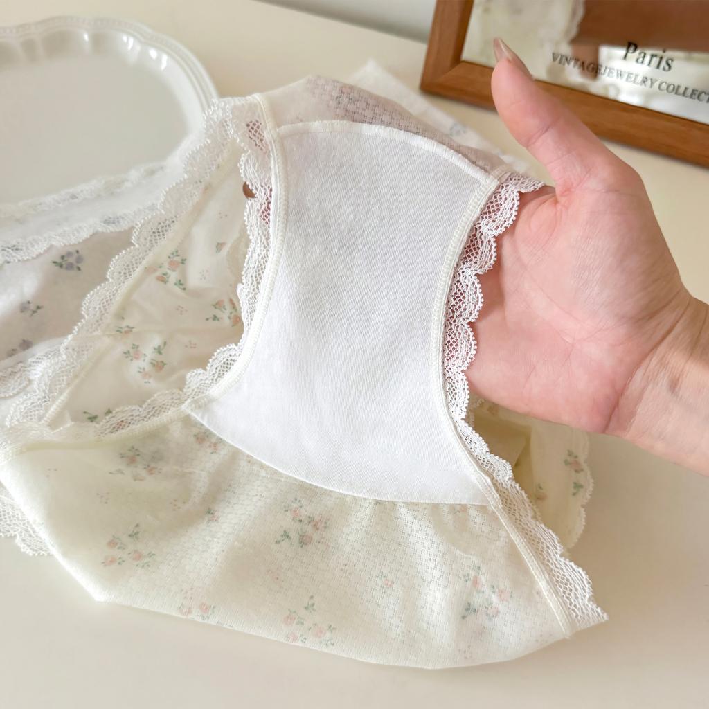 5278 #Snowflake Dot Lace Panties Women'S 10A Bacteriostatic Bottom Crotch Bow Printed Mid Waist Ultra Thin Women'S Briefs