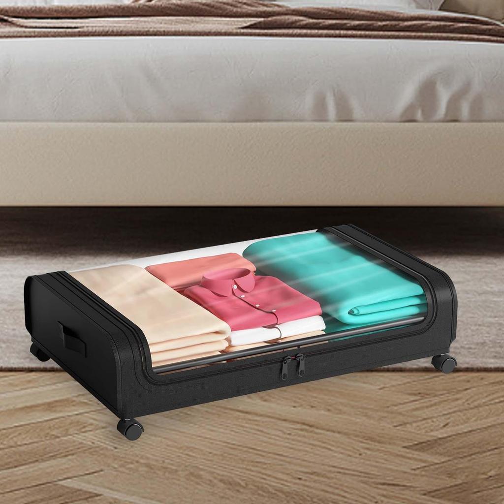Bedroom Storage with Handle Large Capacity Space Saving Lid Dustproof under Bed Rolling