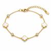 14K Gold-Plated Surgical Steel Bracelet, White Clover, Cubic Zirconia Bst1629