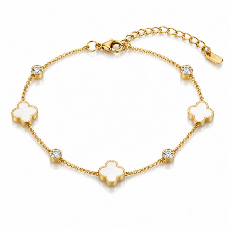 14K Gold-Plated Surgical Steel Bracelet, White