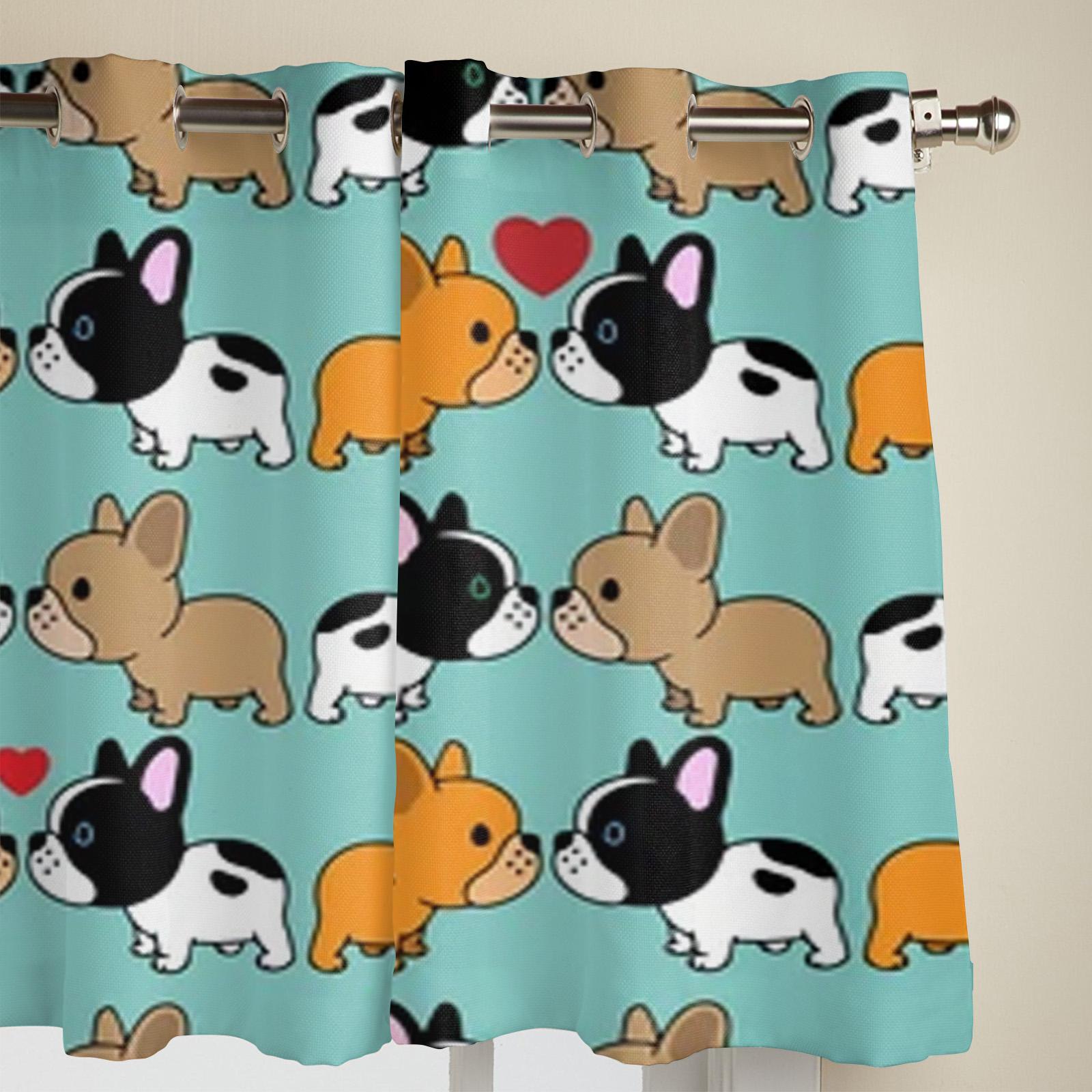 Оконные шторы с изображением щенка бульдога для гостиной — фото 4