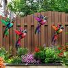 4 Pcs Acrylic Hummingbird Wall Art 2D Colorful Garden Birds Sculpture Outdoor Fence Hanging Ornaments for Garden Yard Living Room Kids Room Patio