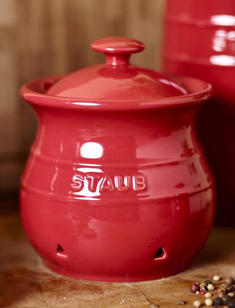 Staub Garlic Keeper Cherry, Ceramic, Garlic Storage, Dishwasher Safe [Official Japanese Product] Garlic Keeper 40511-580