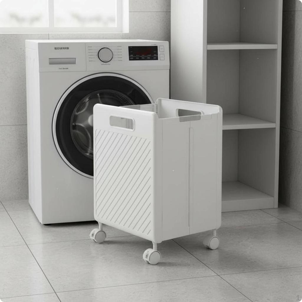 Foldable Laundry Basket with Wheels Large Capacity Rolling Cart Space Saving Household