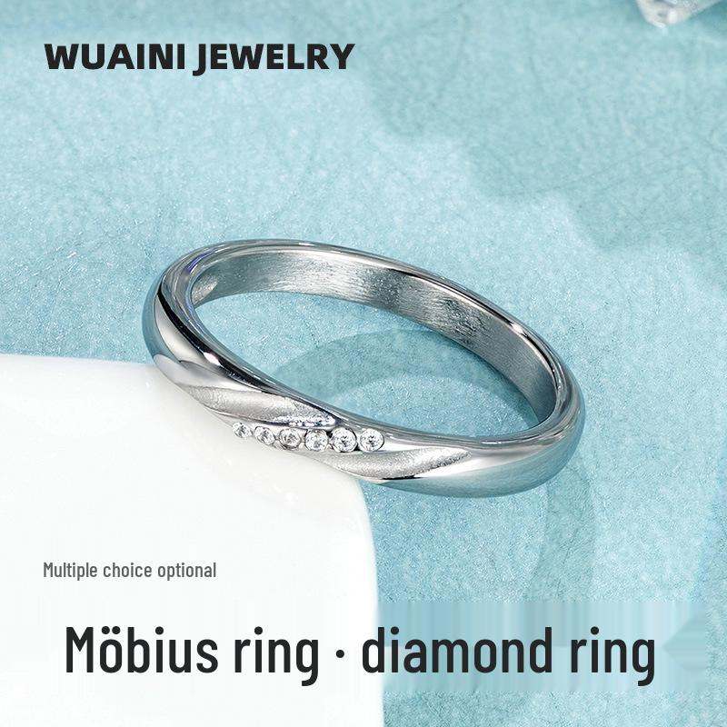 Pierścionek Möbius z diamentami z 18-karatowego złota: Luksusowa damska biżuteria ze stali tytanowej, nieblaknąca.