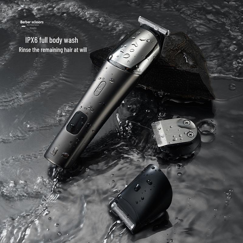 

Набор электрических машинок для стрижки волос 5 в 1: Цифровой дисплей, моющийся, зарядка через USB, профессиональное масло для резьбы по голове Gun Grey