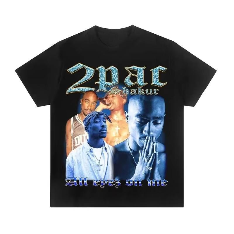 2026 2PAC Tupac American Rap Rapper TShirt Unisexs pure Cotton Crew Neck West Coast Rock Trend Short Women And Unisex Tshirts