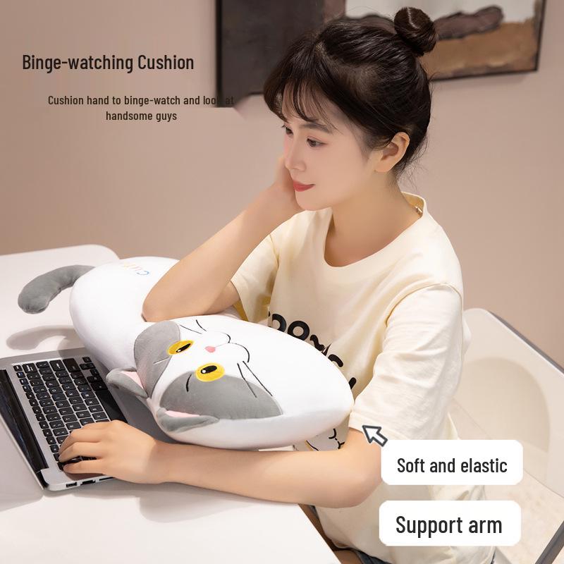 Cute Cat Plush Pillow Doll - Soft Living Room Cushion & Birthday Gift for Girls