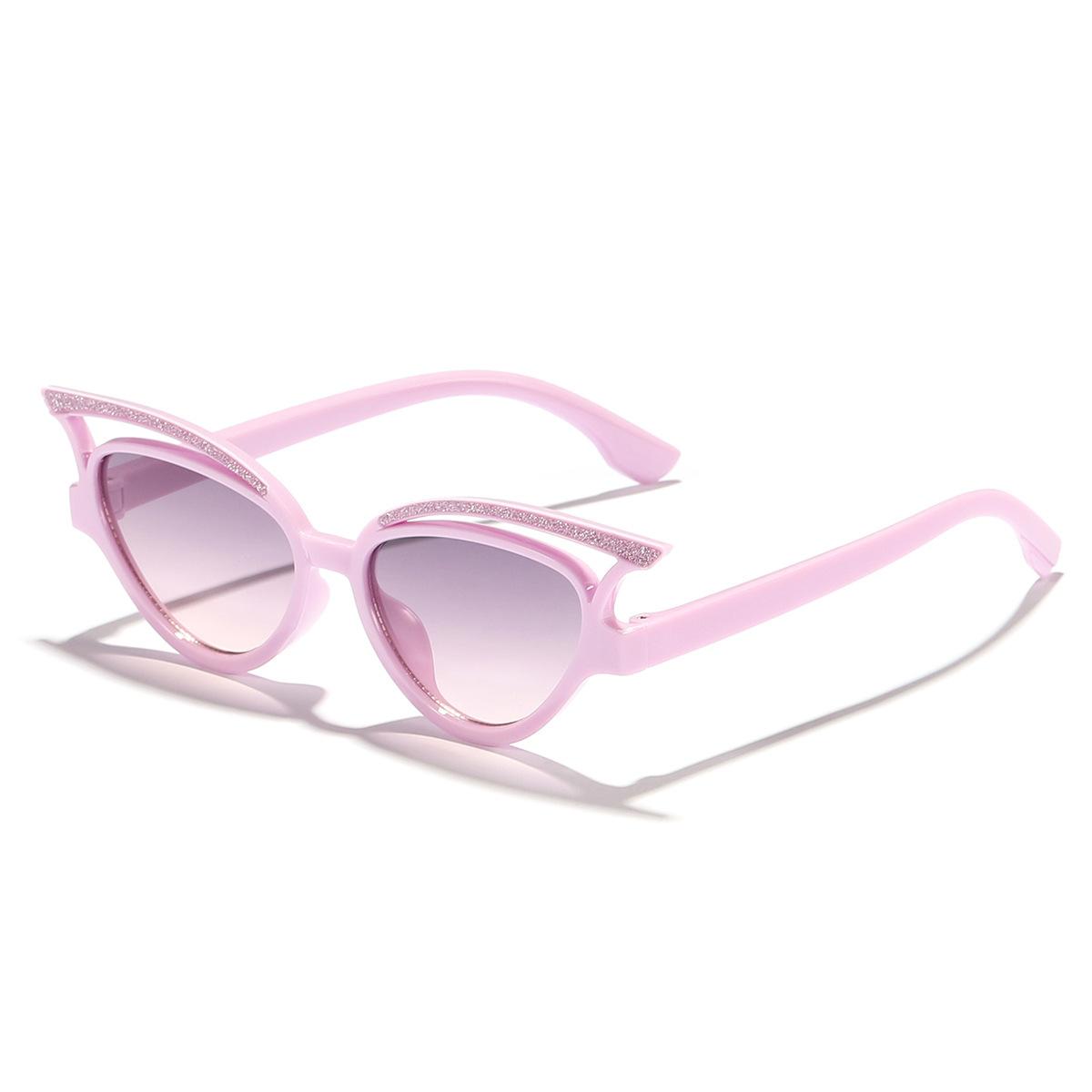 

Children s Latest Candy Color Color Hollow Out Shiny Cat Eye Shape Boys And Girls Fashion Street Shooting Must-Have Sunshade Sunglasses