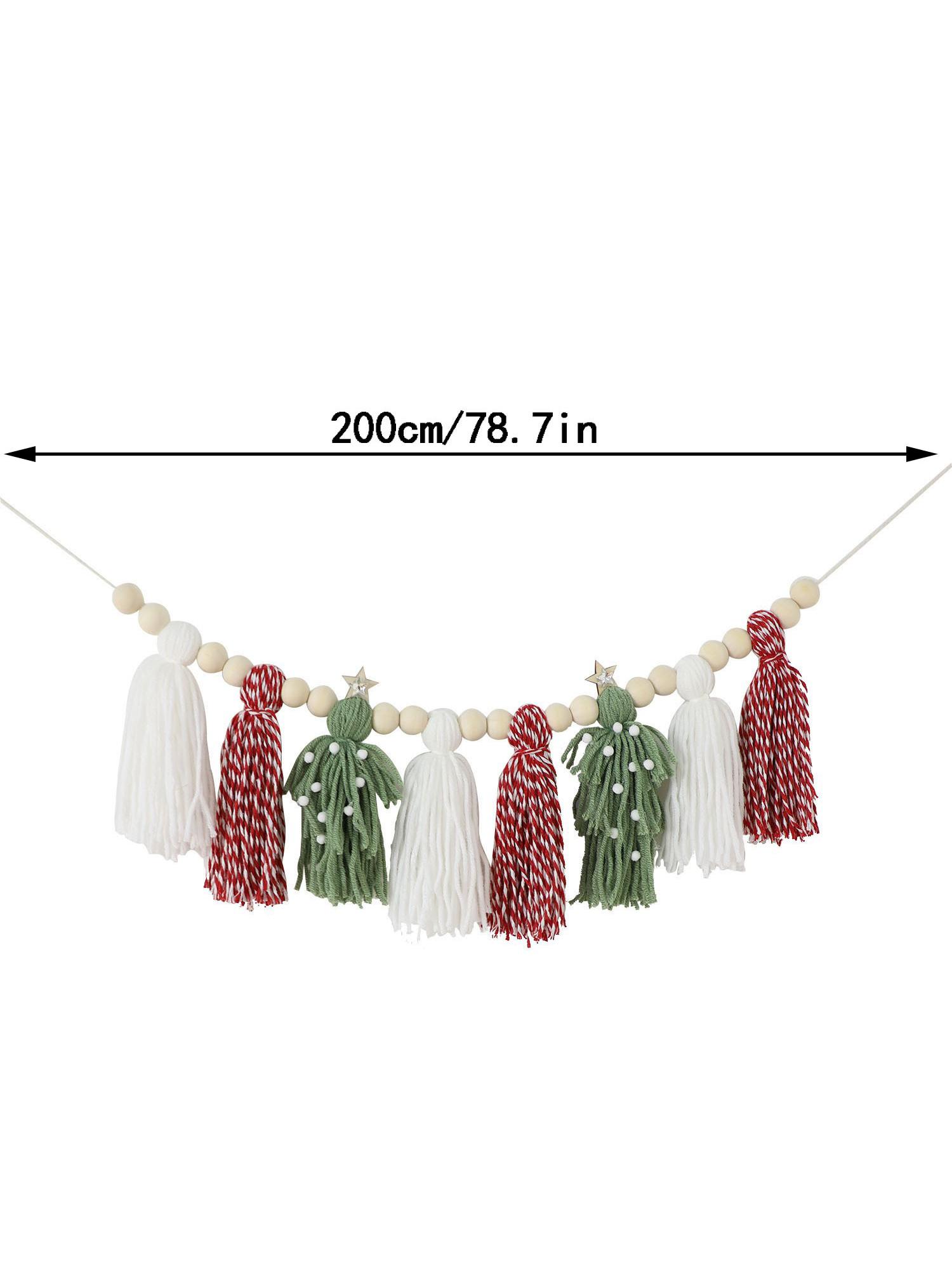 

Бохо Рождественская гирлянда из деревянных бусин с кисточками, Рождественский камин, Настенное подвесное украшение для дома, Подвеска, Зимнее украшение для вечеринки