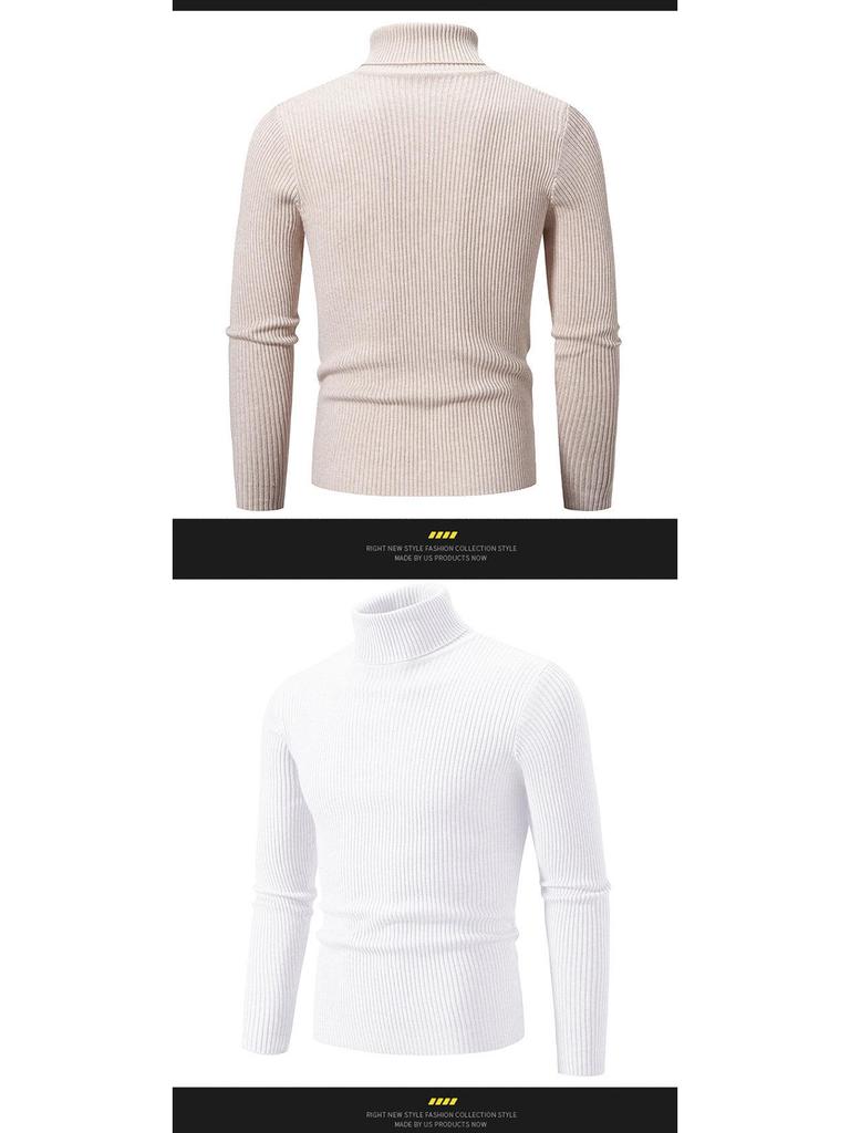 Herren Pullover Herbst/Winter 2024 Hoher Kragen Unifarben Lässig Gestrickt